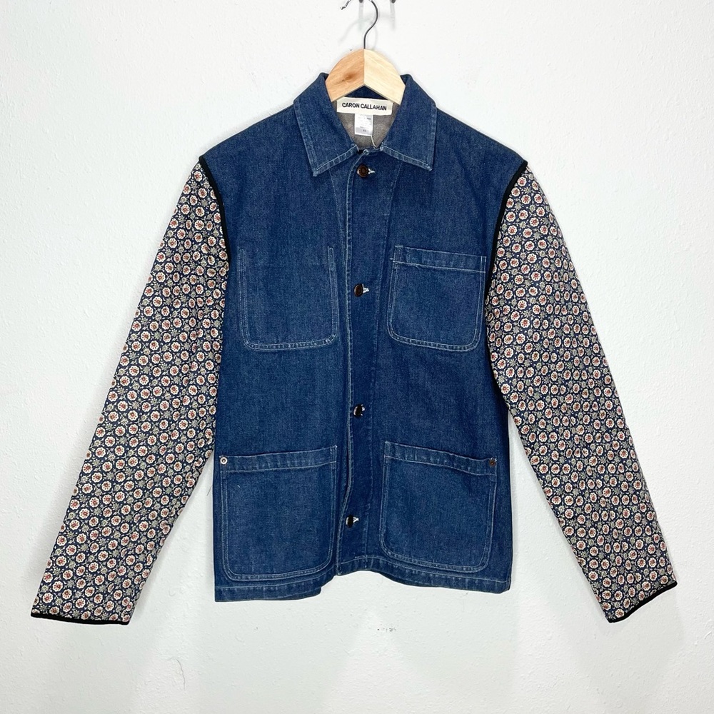 Caron Callahan Denim Floral Sleeve Jacket XS NWT